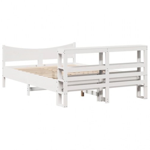 Sengeramme med sengegavl 120×200 cm - massivt fyrretræ, hvid