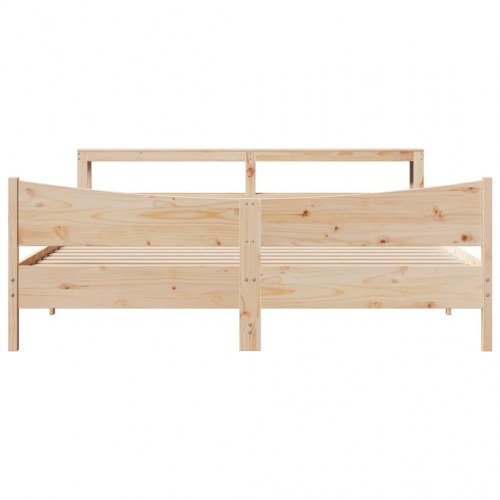 Sengeramme med sengegavl 180x200 cm - massivt fyrretræ, med hylder