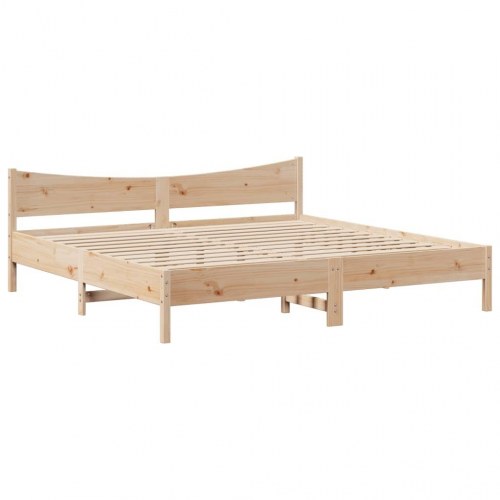 Sengeramme med sengegavl 180x200 cm - massivt fyrretræ, med hylder