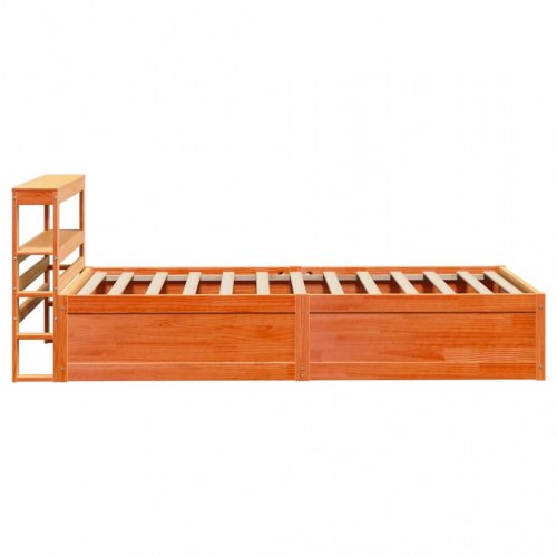 Sengeramme med sengegavl 90x200 cm massivt fyrretræ gyldenbrun