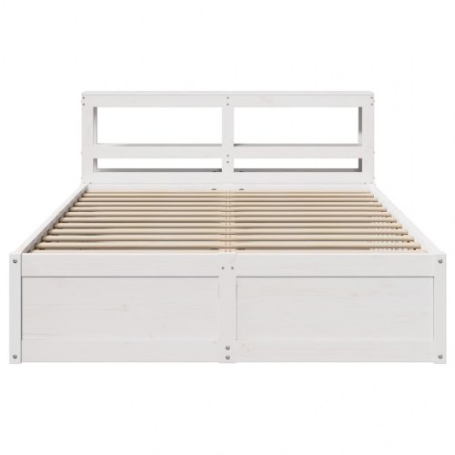 Sengeramme med sengegavl135x190 cm massivt fyrretræ hvid