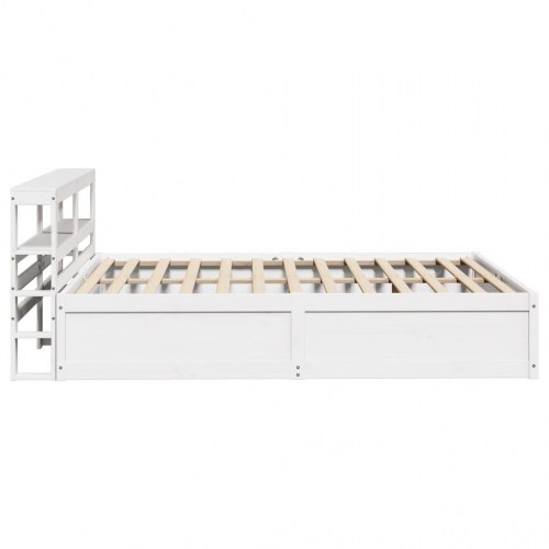 Sengeramme med sengegavl135x190 cm massivt fyrretræ hvid