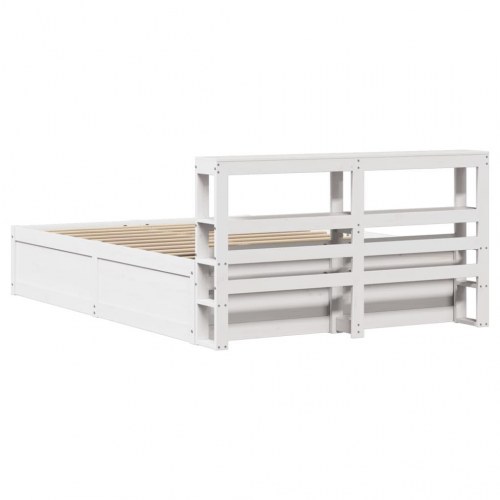 Sengeramme med sengegavl135x190 cm massivt fyrretræ hvid