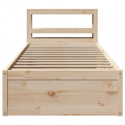 Sengeramme med sengegavl 75 x 190 cm i massivt fyrretræ