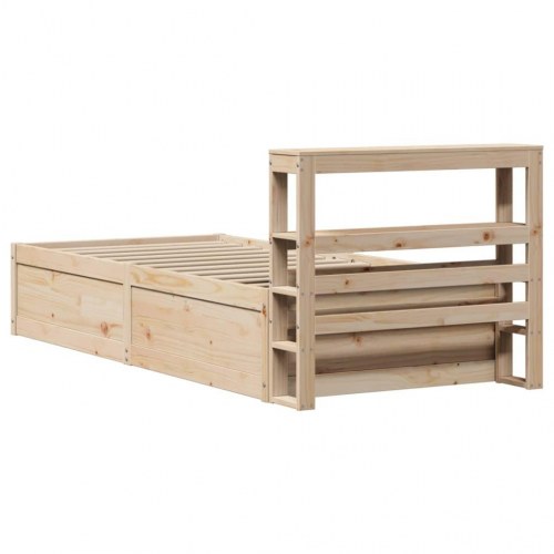 Sengeramme med sengegavl 75 x 190 cm i massivt fyrretræ