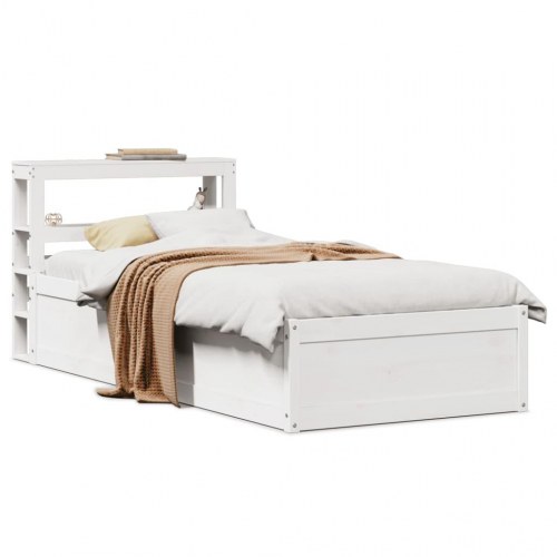 Sengeramme med sengegavl 90×190 cm - massivt fyrretræ, hvid