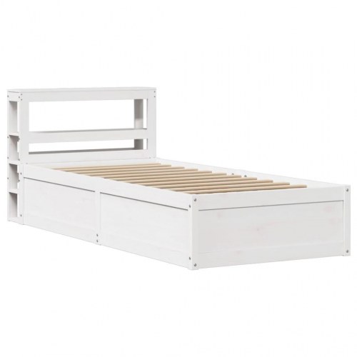 Sengeramme med sengegavl 90×190 cm - massivt fyrretræ, hvid