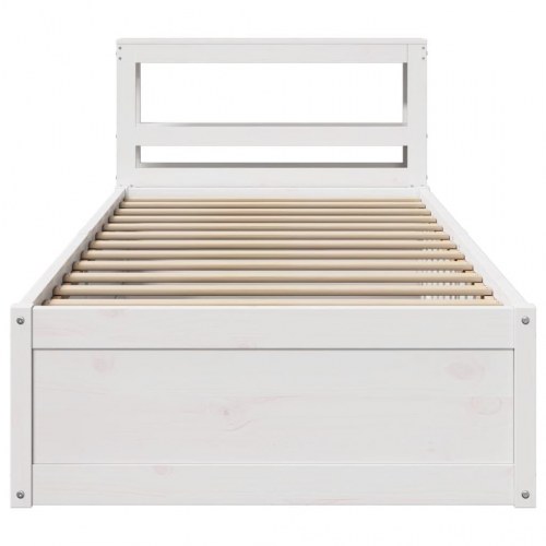 Sengeramme med sengegavl 90×190 cm - massivt fyrretræ, hvid