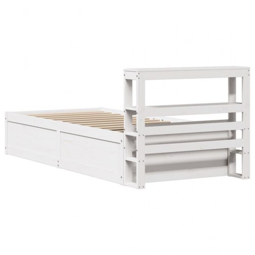 Sengeramme med sengegavl 90×190 cm - massivt fyrretræ, hvid