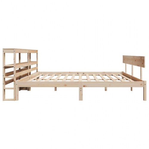 Sengeramme uden madras 180×200 cm i massivt fyrretræ med hylder