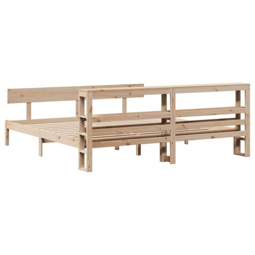 Sengeramme uden madras 180×200 cm i massivt fyrretræ med hylder