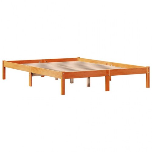 Sengeramme med sengegavl og hylder 140 x 200 cm - gyldenbrun