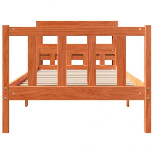 Sengeramme med sengegavl 90x190 cm massivt fyrretræ gyldenbrun