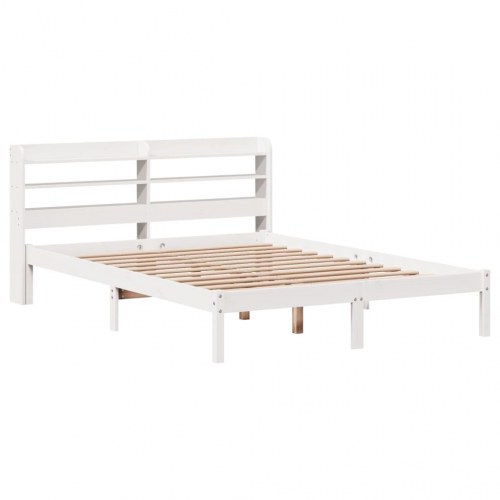 Sengeramme uden madras 140x200 cm i massivt fyrretræ - hvid