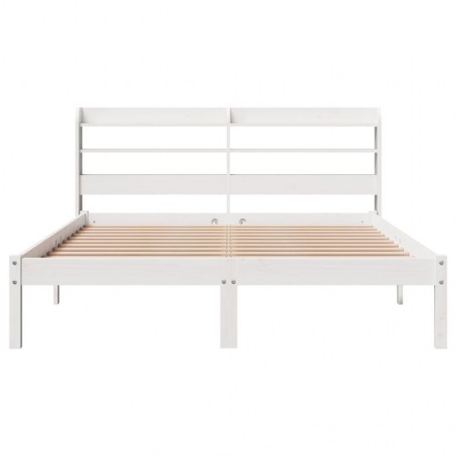Sengeramme uden madras 140x200 cm i massivt fyrretræ - hvid