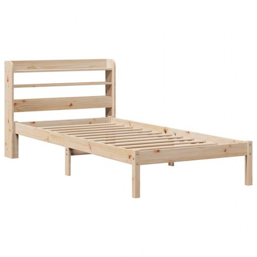 Sengeramme 90x200 cm i massivt fyrretræ med hylder