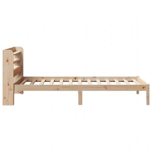 Sengeramme 90x200 cm i massivt fyrretræ med hylder