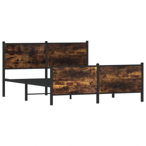 Sengeramme 140 x 190 cm i metal - røget egetræ