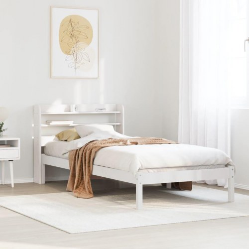 Sengeramme uden madras 90 x 190 cm i massivt fyrretræ - hvid