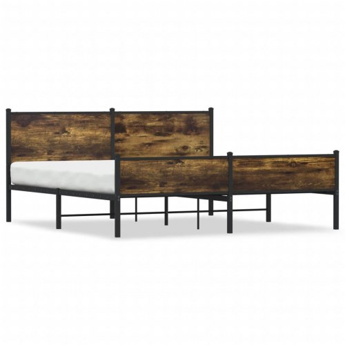 Sengeramme uden madras 180 x 200 cm i metal - røget egetræsfarve