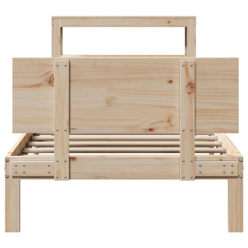 Sengeramme med sengegavl og hylder 90x190 cm i massivt fyrretræ