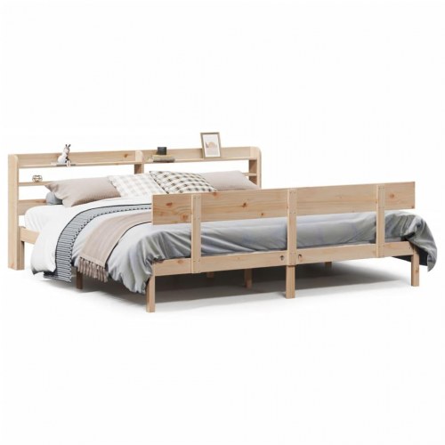 Sengeramme uden madras 200 x 200 cm i massivt fyrretræ