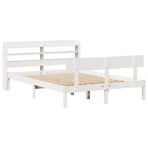 Sengeramme i massivt fyrretræ 140 x 190 cm uden madras - hvid