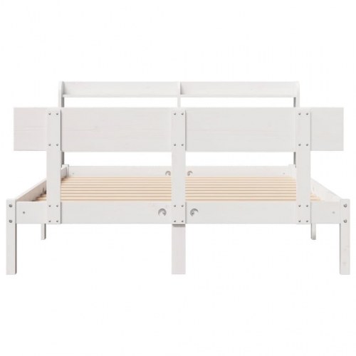 Sengeramme i massivt fyrretræ 140 x 190 cm uden madras - hvid