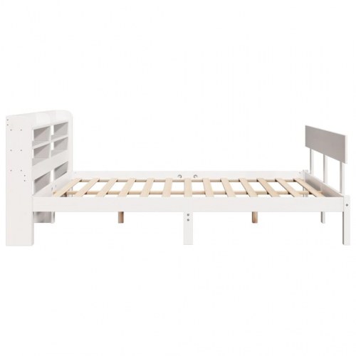 Sengeramme i massivt fyrretræ 140 x 190 cm uden madras - hvid