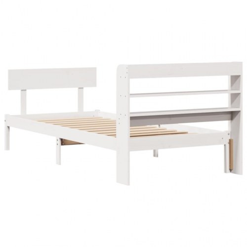 Sengeramme uden madras 75 x 190 cm i massivt fyrretræ - hvid
