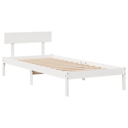 Sengeramme uden madras 75 x 190 cm i massivt fyrretræ - hvid