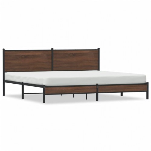 Sengeramme 200 x 200 cm med sengegavl - brun egetræ