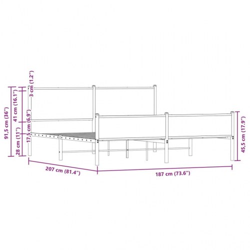 Sengeramme i metal 180 x 200 cm - sonoma-eg