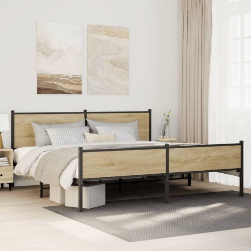 Sengeramme 193 x 203 cm med sengegavl - sonoma-eg