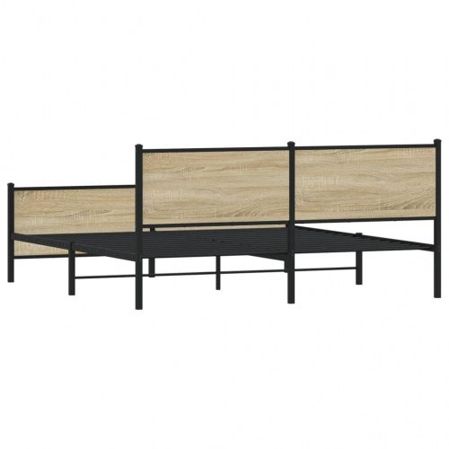 Sengeramme uden madras 180 x 200 cm - metal og sonoma-eg