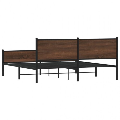 Sengeramme 180 x 200 cm i metal - brun egetræsfarve