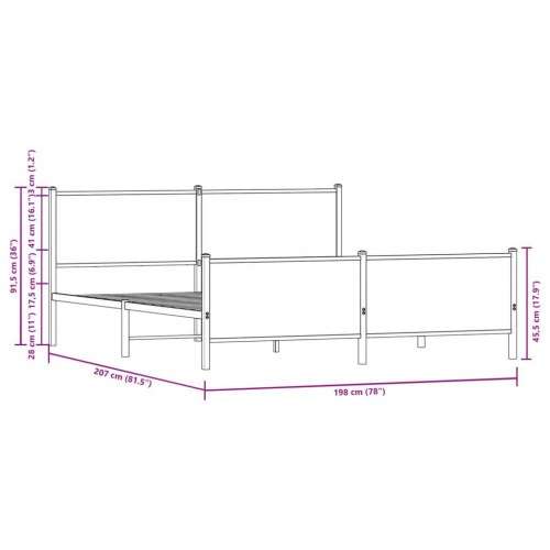 Sengeramme i metal uden madras 193 x 203 cm - sonoma-eg