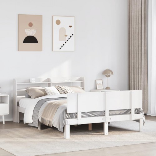 Sengeramme med sengegavl 150 x 200 cm - hvid