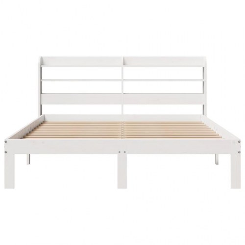 Sengeramme med hovedgærde og hylder - hvid 140 x 190 cm