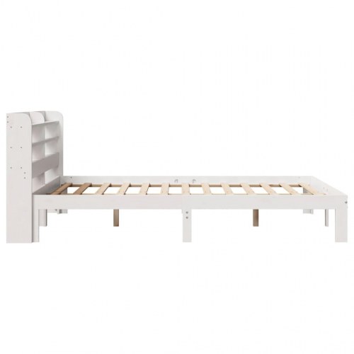 Sengeramme med hovedgærde og hylder - hvid 140 x 190 cm