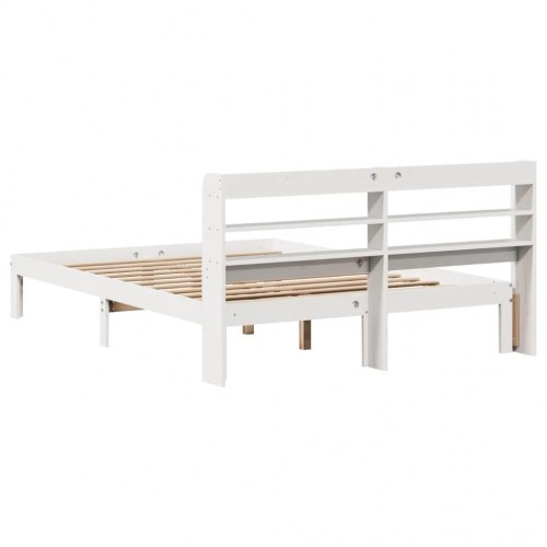 Sengeramme med hovedgærde og hylder - hvid 140 x 190 cm