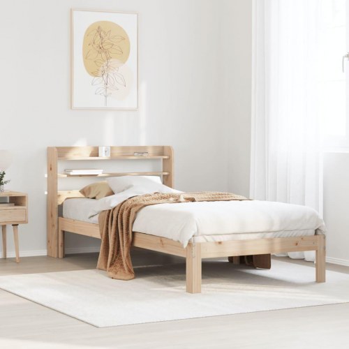 Sengeramme med sengegavl 90 × 190 cm - massivt fyrretræ