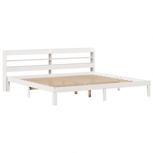 Sengeramme med hovedgærde 200 x 200 cm - hvid