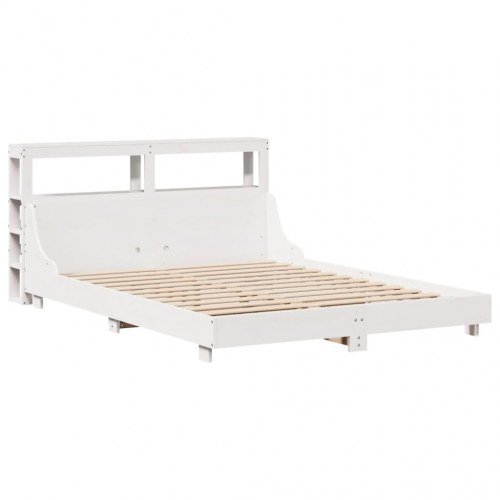 Sengeramme i massivt fyrretræ med sengegavl 150x200 cm - hvid