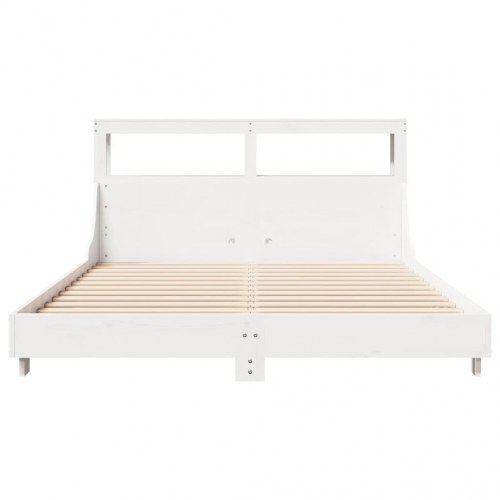 Sengeramme i massivt fyrretræ med sengegavl 150x200 cm - hvid
