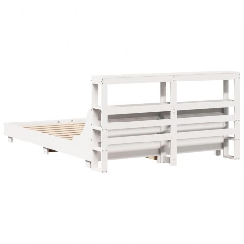 Sengeramme i massivt fyrretræ med sengegavl 150x200 cm - hvid