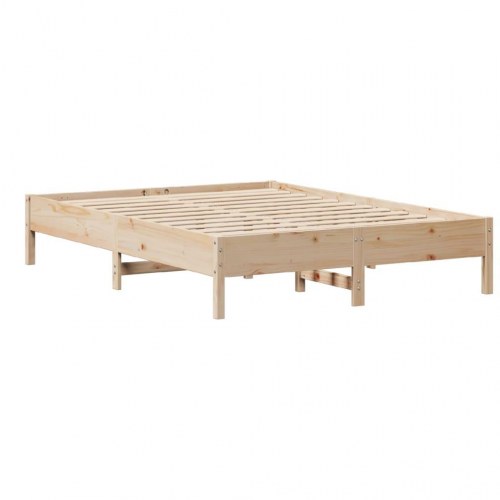 Sengeramme 150 x 200 cm i massivt fyrretræ med hylder