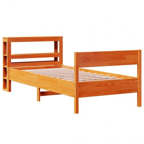 Sengeramme uden madras 75 x 190 cm i massivt fyrretræ - gyldenbrun