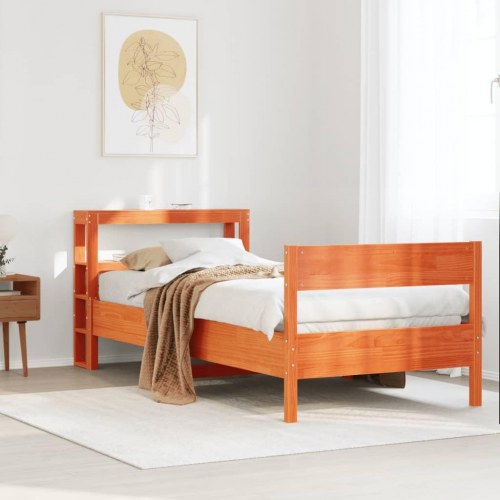 Sengeramme uden madras 75 x 190 cm i massivt fyrretræ - gyldenbrun