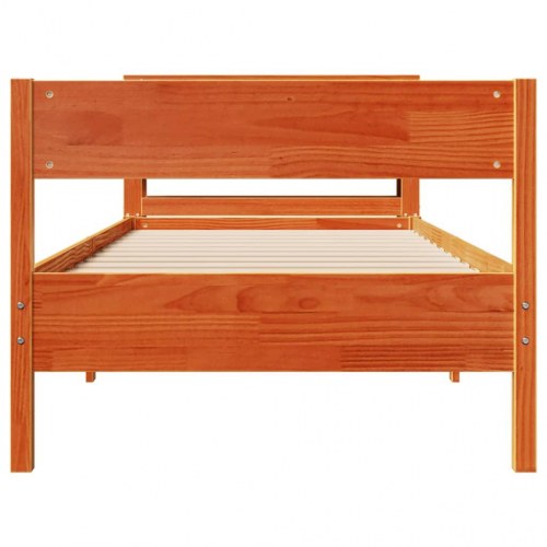 Sengeramme uden madras 75 x 190 cm i massivt fyrretræ - gyldenbrun
